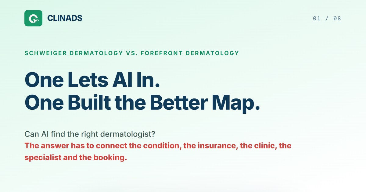 Schweiger vs Forefront Dermatology: one lets AI in, one built the better map