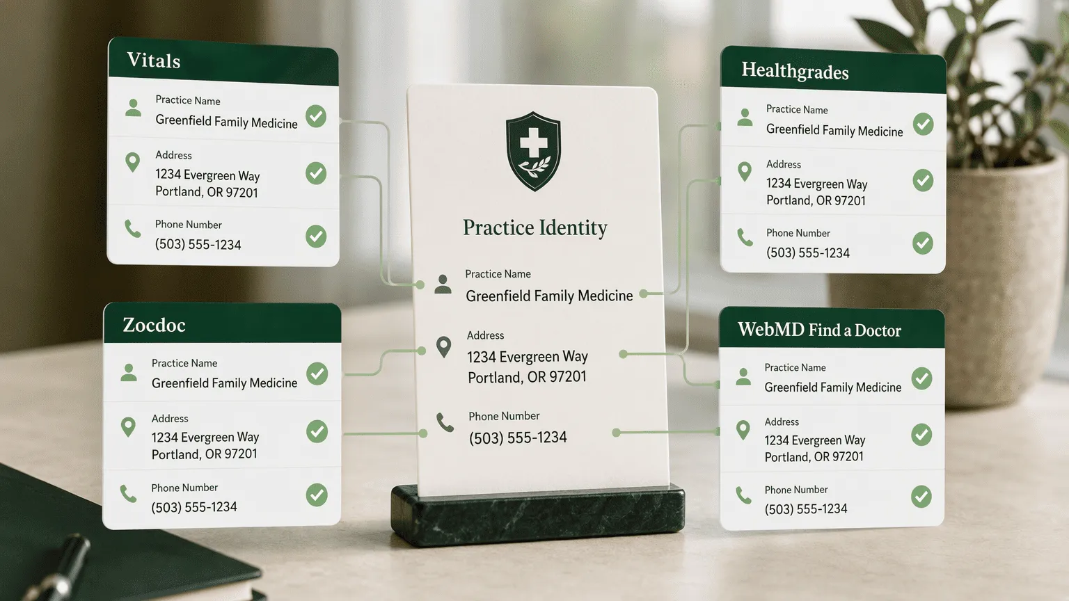 Illustration for Step 3: Build Consistent Local Citations on Healthcare Directories