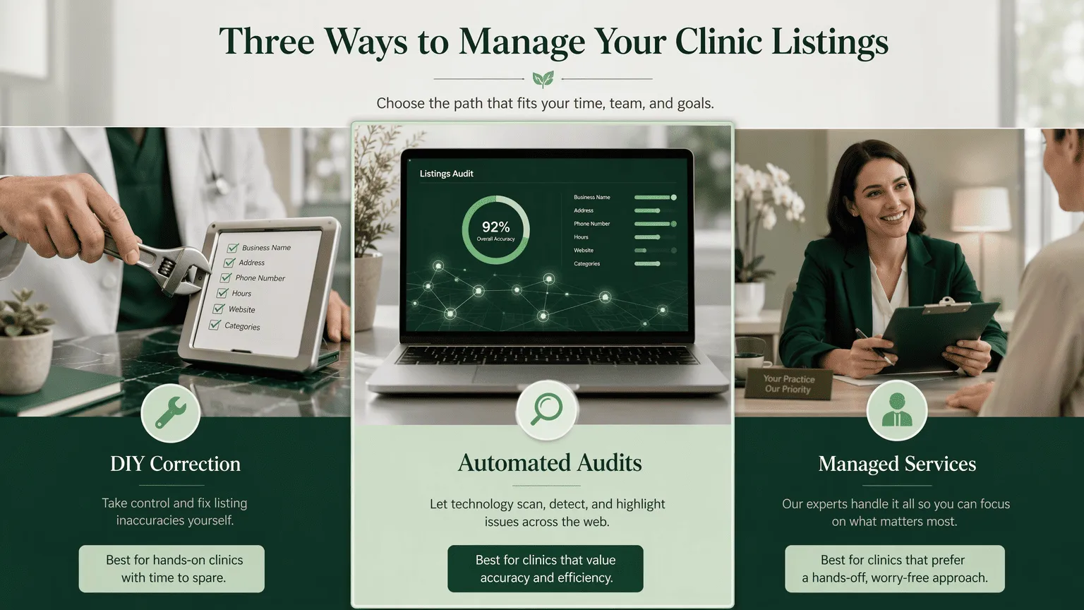 Illustration for Which Should You Choose: DIY Correction, Automated Audits, or Managed Services?
