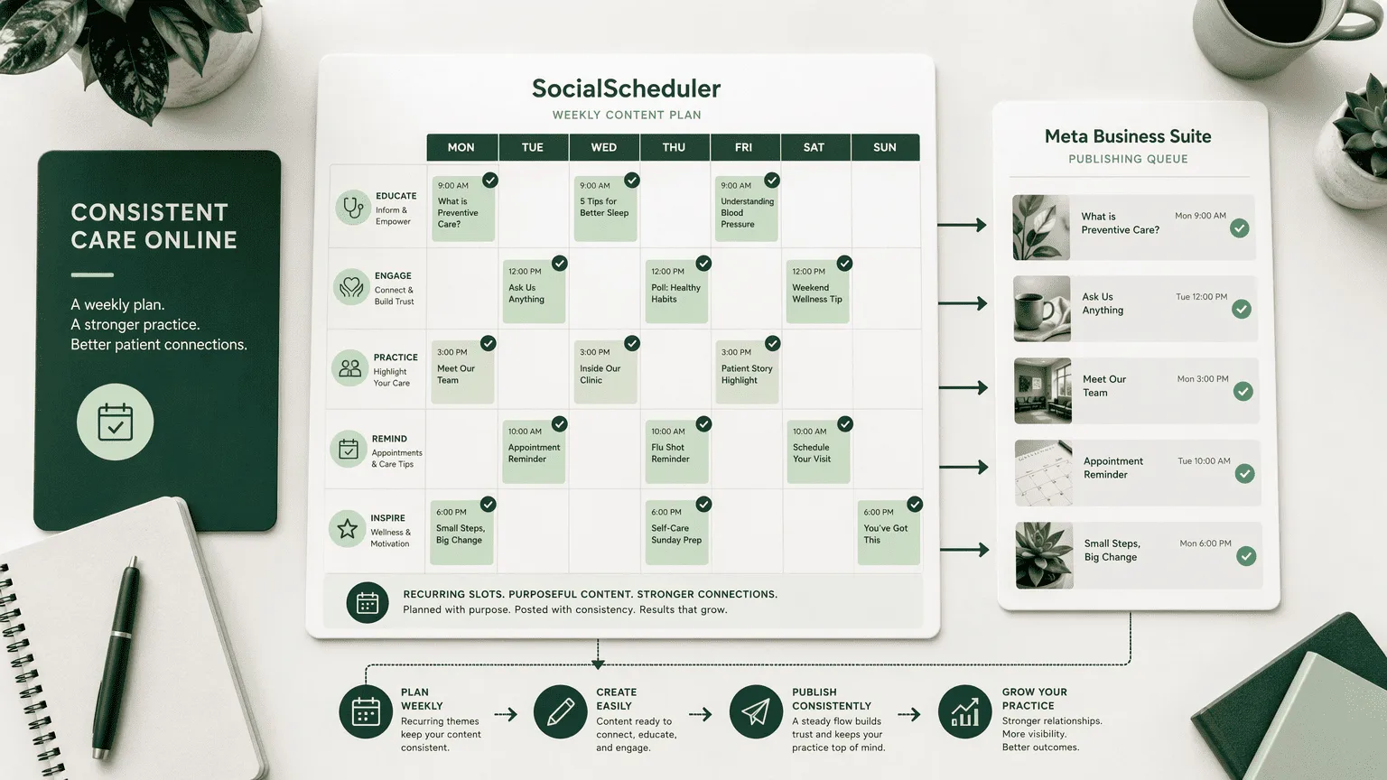 Illustration for 7. SocialScheduler (by Clinads) + Meta Business Suite: Organic social media management
