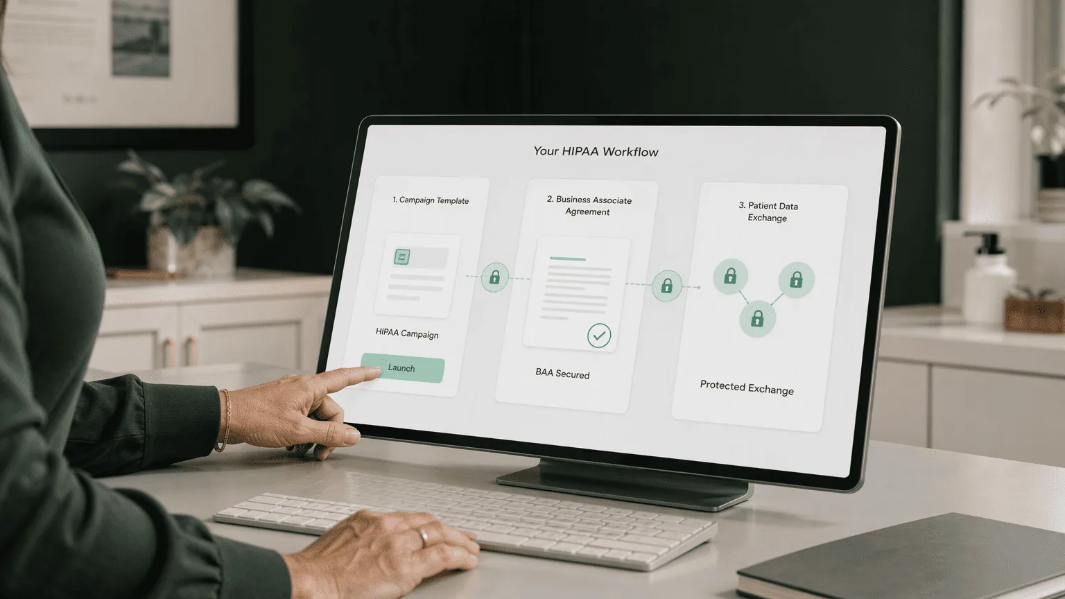 Illustration for 1. Clinads: One-Click Launch with Pre-Built HIPAA Campaigns and Business Associate Workflows